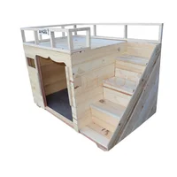 Casa para Perro en Madera Pino Natural Grande con Terraza