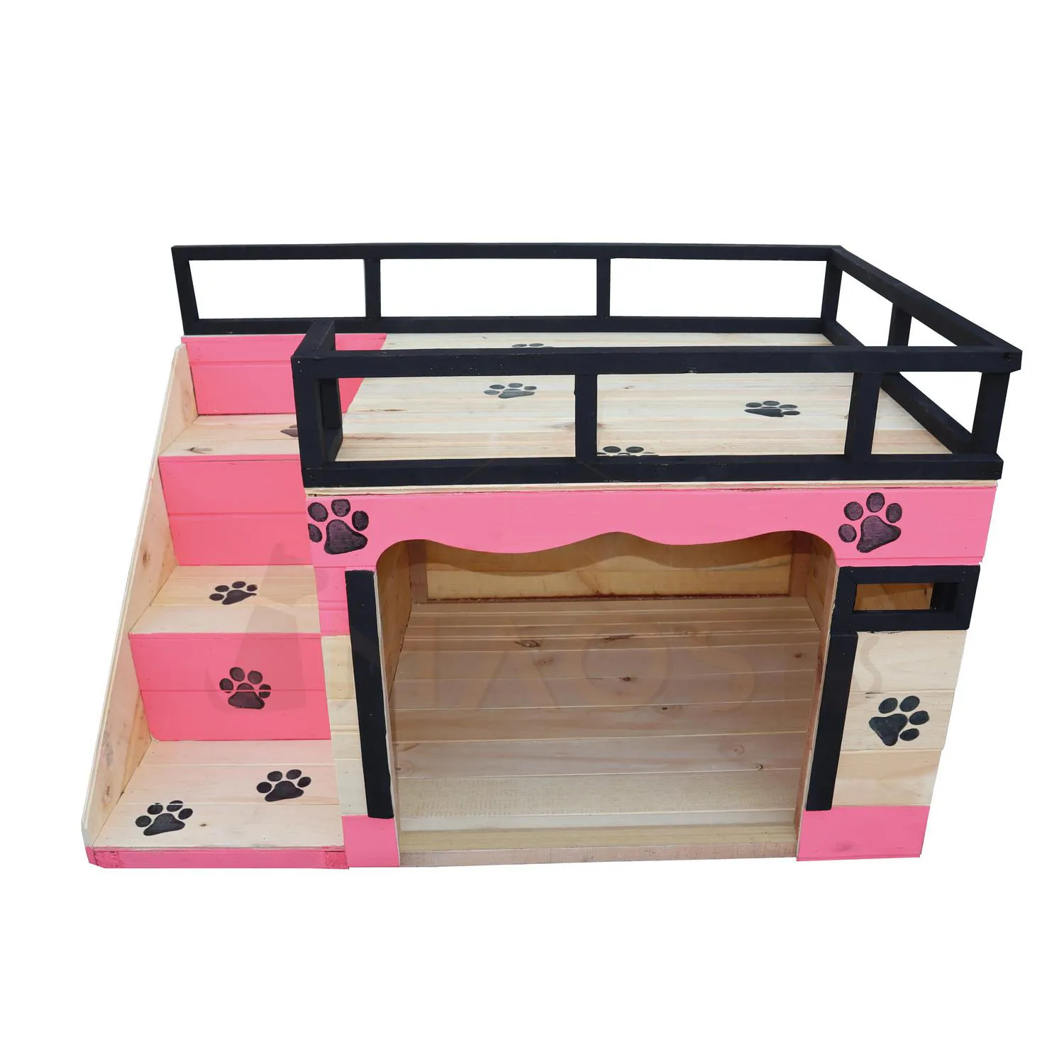 Casa En Madera Pino Mediana Terraza Perro Rosada