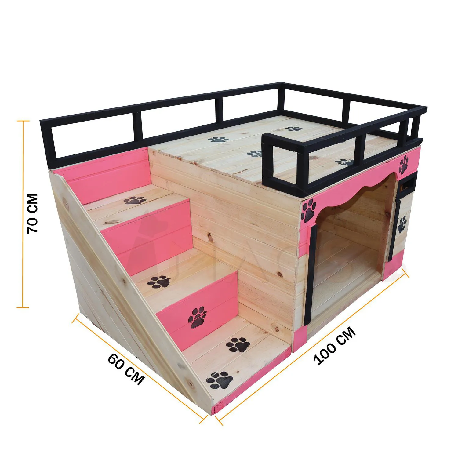 Casa En Madera Pino Mediana Terraza Perro Rosada 4