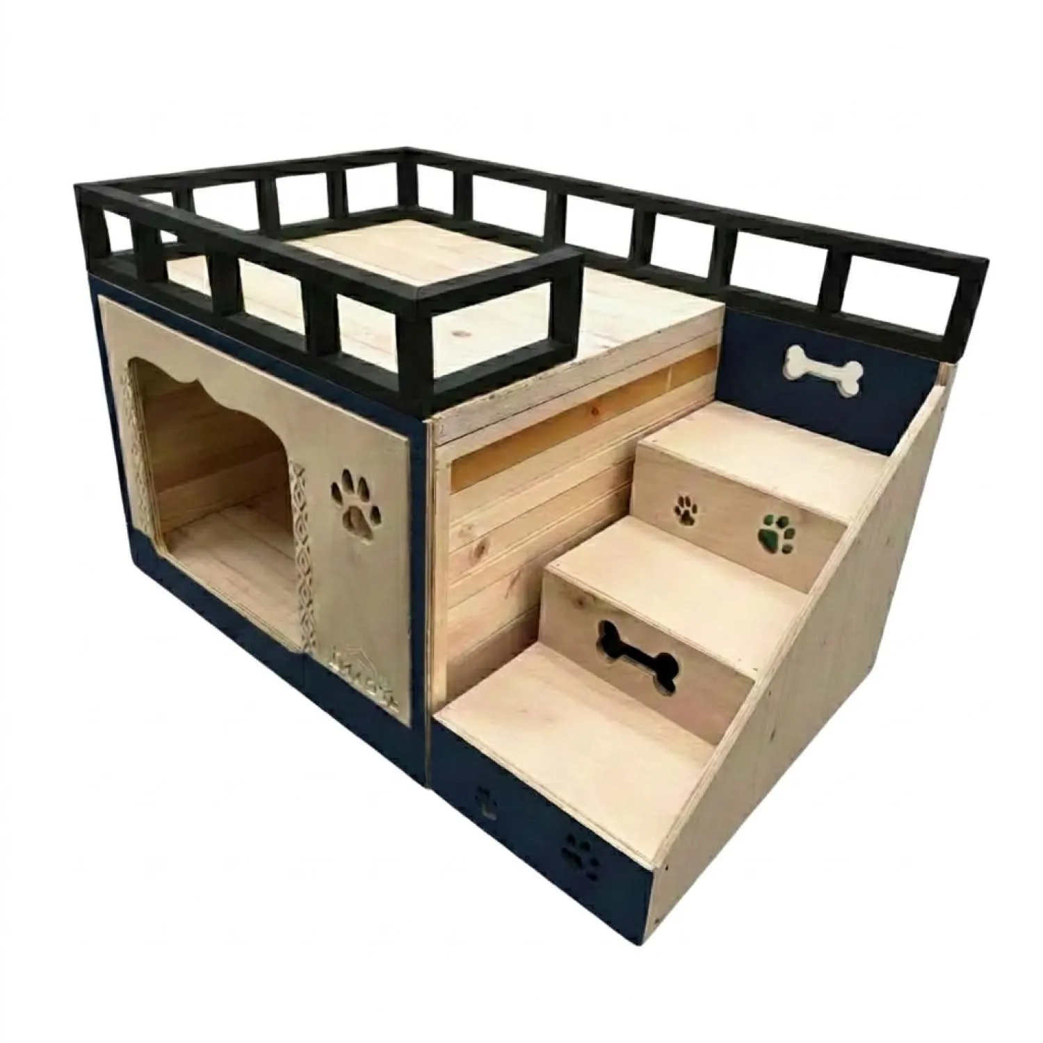 Casa para Perro con Terraza en Madera Pino Azul