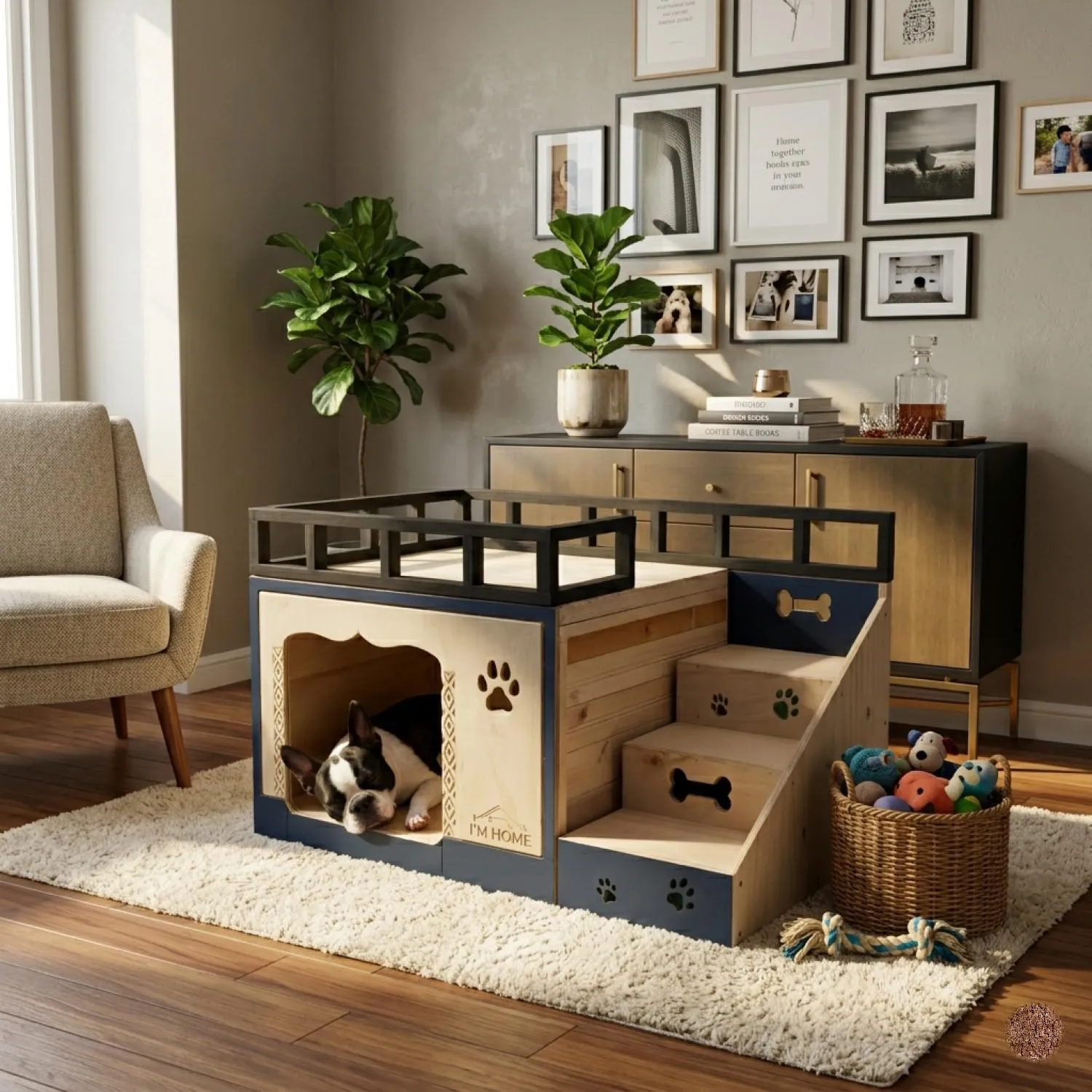 Casa para Perro con Terraza en Madera Pino Azul