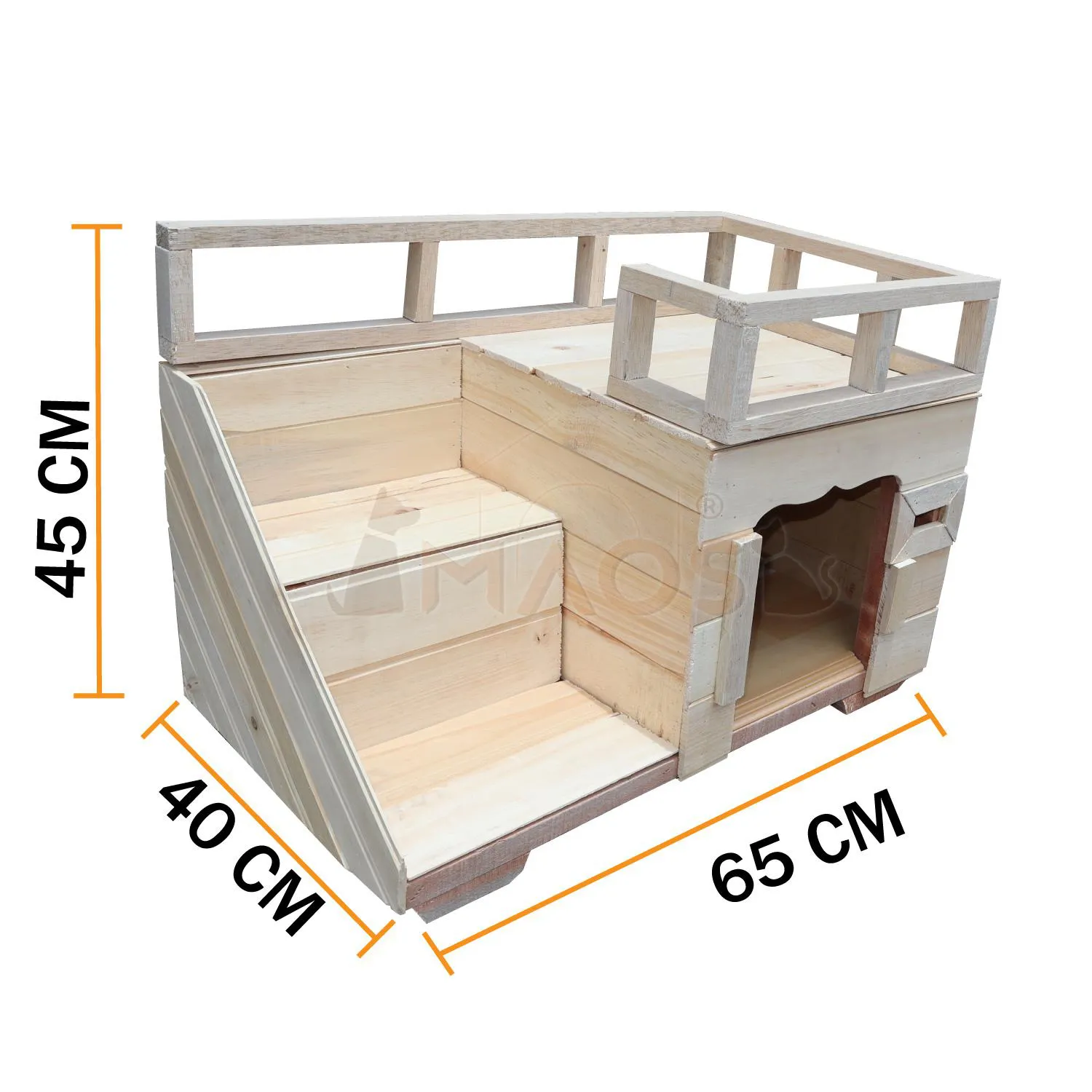 Casa Para Perro con Terraza en Madera Pino Pequeña 6