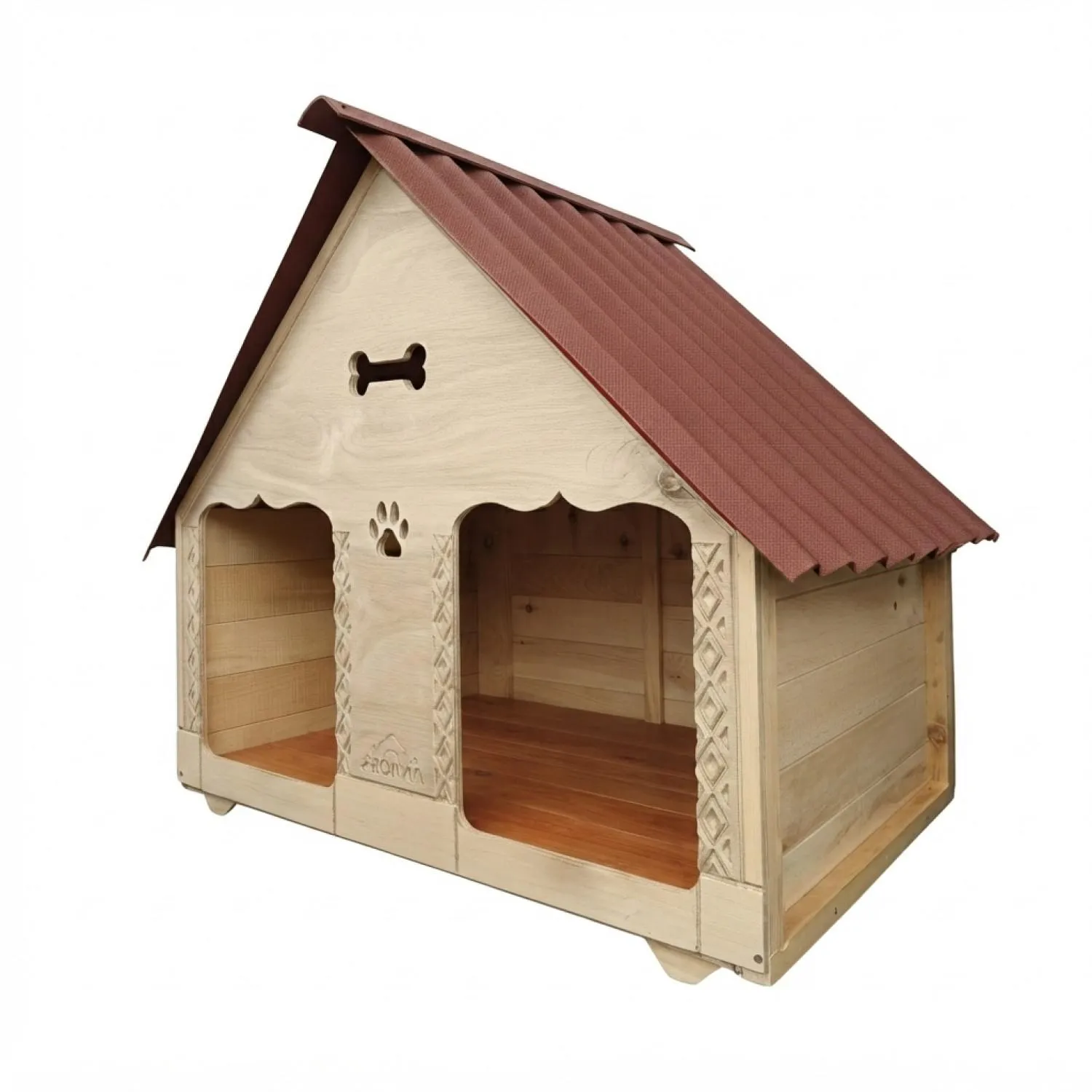 Casa para Perro Doble En Madera Pino 150x120 cm Grande Natural
