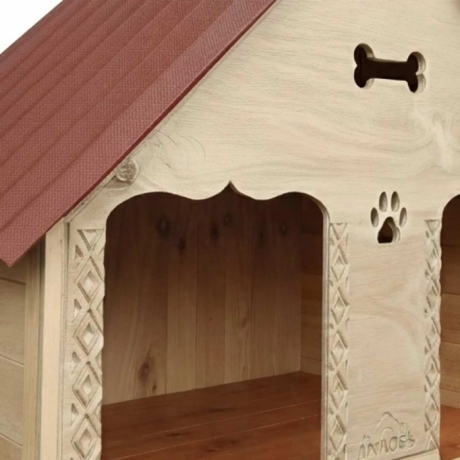 Casa para Perro Doble En Madera Pino 150x120 cm Grande Natural 3