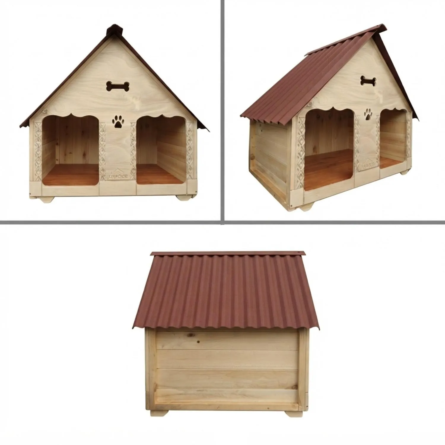 Casa para Perro Doble En Madera Pino Grande 150x120 cm 4