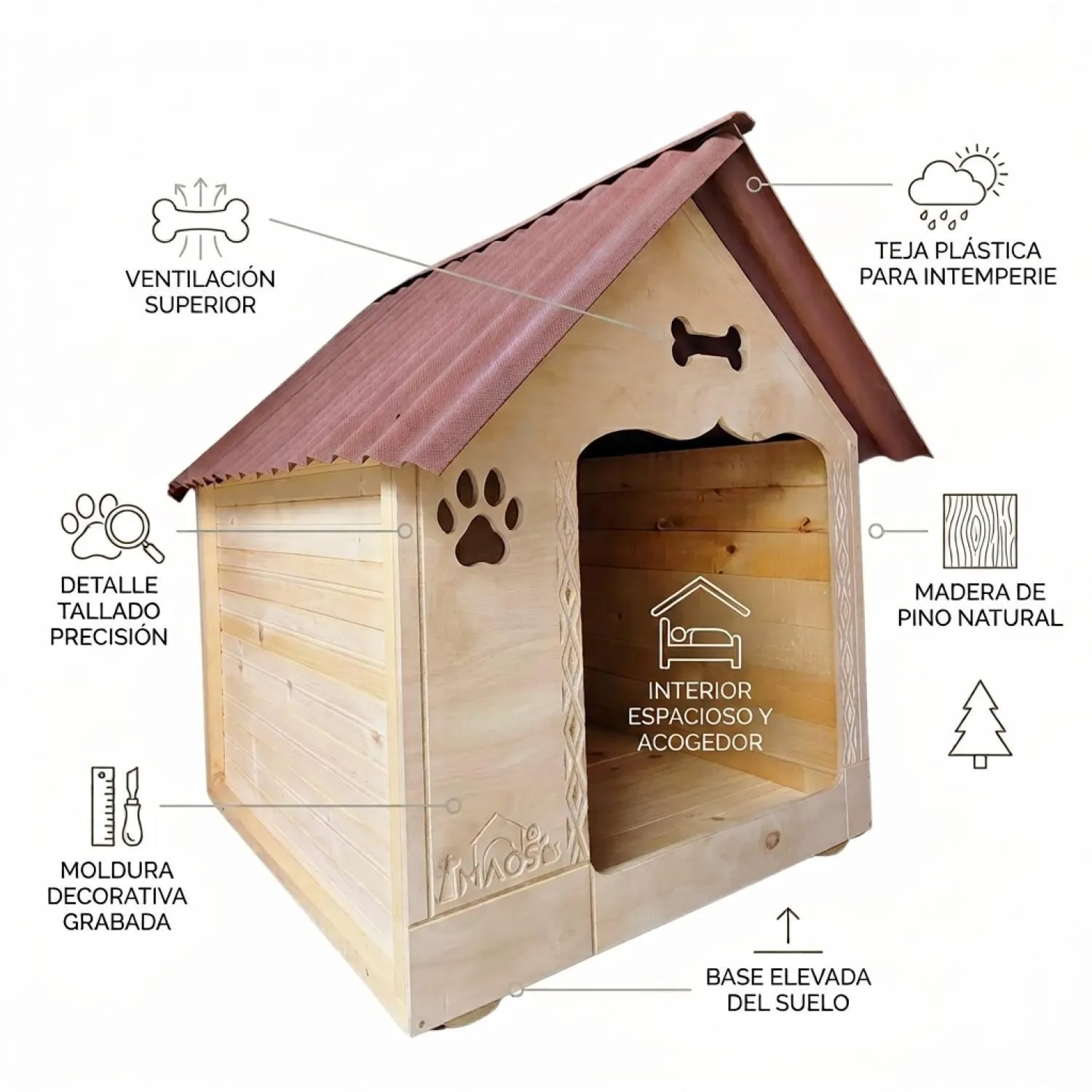 Casa En Madera Pino Grande Perro 5
