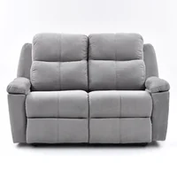 Sofá Reclinable Marsella 2 Puestos Estático Tela Gris Claro
