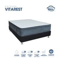 Combo Colchón Doble 140x190x28cm + Base Cama Vitarest Pillow Soft Resortado Ortopédico Suavidad Intermedia