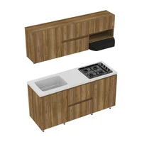 Cocina Integral Zafiro 180X60 Con Mesón Lavaplatos Granito Perla Y Estufa Muebles Gracia Con Platero Instalable En Ambas Direcciones