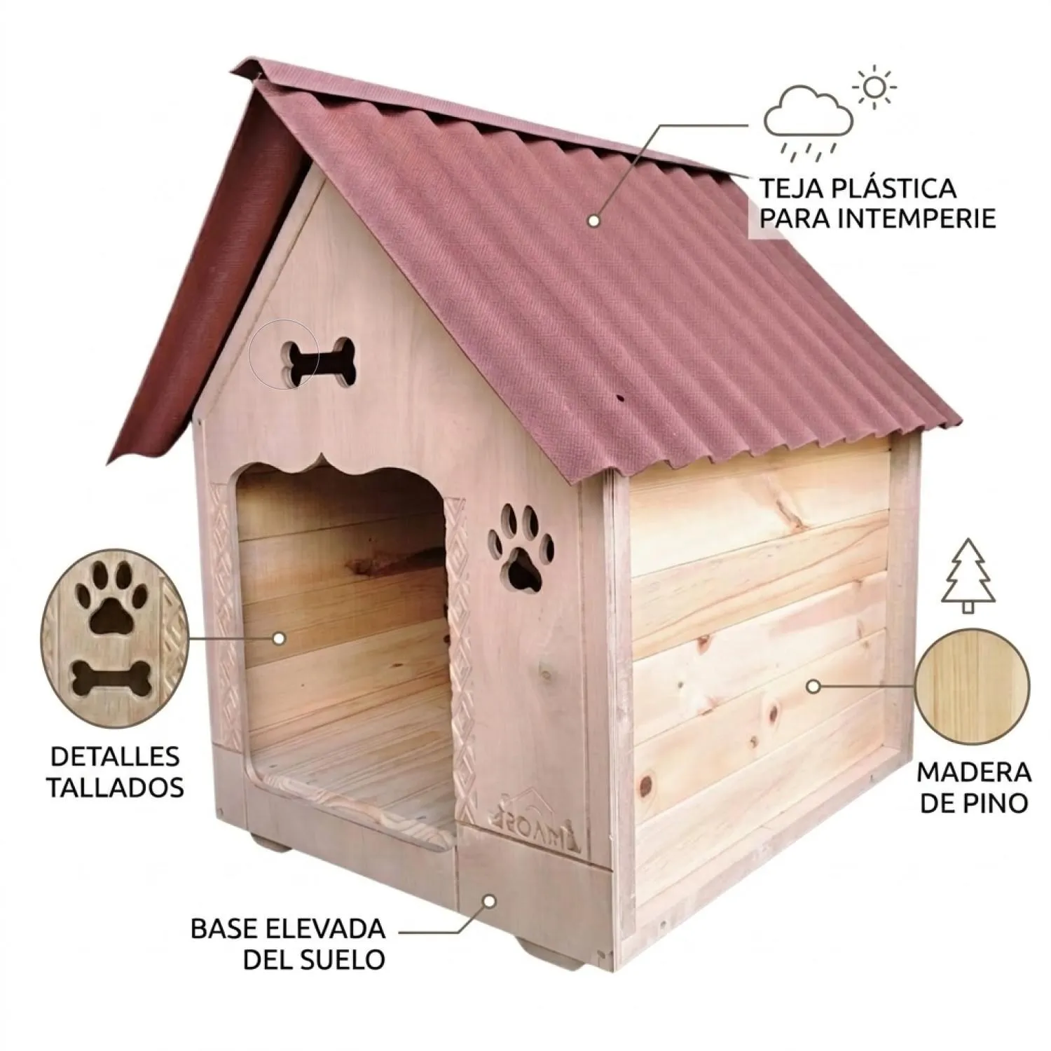 Casa En Madera Pino Mediana Perro 5