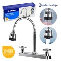 Mezclador 8" Cuello Flexible P/Fregadero Dos Tipos De Chorro Cruceta Metalico
