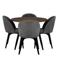 Juego de Comedor Redondo Paris 4 Puestos Natural Oscuro Negro Humo