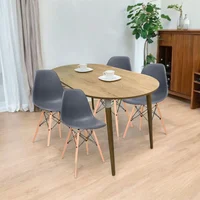 Comedor Zell Ovalado 4 Puestos con Sillas Eames Grises