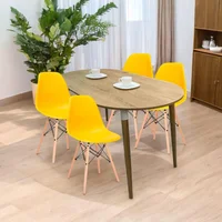 Comedor Zell Ovalado 4 Puestos con Sillas Eames Amarillas