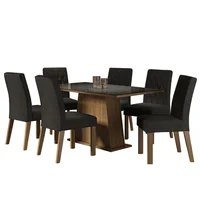 Juego de Comedor Stéfani + 6 Sillas Marrón/negro/oxford