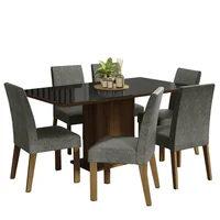 Juego de Comedor Alexis + 6 Sillas Marrón/negro/plata