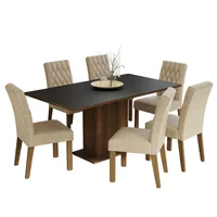 Juego de Comedor Hanna + 6 Sillas Hanna Marrón/negro/imperial