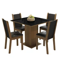 Juego de Comedor Tifani + 4 Sillas Marrón/negro
