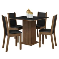 Juego de Comedor Briana + 4 Sillas Marrón/negro