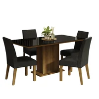 Juego de Comedor Avril + 4 Sillas Marrón/negro/oxford
