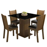 Juego de Comedor Perla + 4 Sillas Marrón/negro