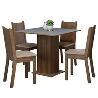 Juego de Comedor Samara + 4 Sillas Marrón/gris/ Beige