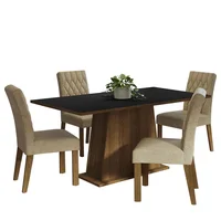 Juego de Comedor Ashley + 4 Sillas Marrón/negro/imperial