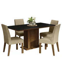 Juego de Comedor Keila + 4 Sillas Marrón/negro/imperial