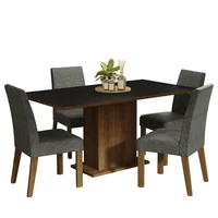Juego de Comedor Keila + 4 Sillas Marrón/negro/plata