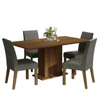 Juego de Comedor Keila + 4 Sillas Marrón/plata