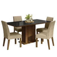 Juego de Comedor Avril + 4 Sillas Marrón/negro/imperial