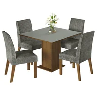 Juego de Comedor Karina + 4 Sillas Marrón/gris/plata