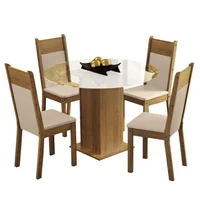Juego de Comedor Beta + 4 Sillas Marrón/crema/beige