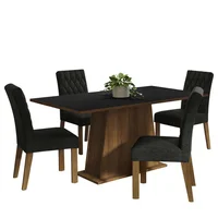 Juego de Comedor Ashley + 4 Sillas Marrón/negro/oxford