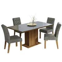 Juego de Comedor Marilia + 4 Sillas Marrón/gris/plata