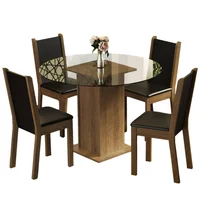 Juego de Comedor Nanda + 4 Sillas Marrón/negro