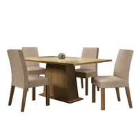 Juego de Comedor Sabrina + 4 Sillas Marrón/crema/imperial