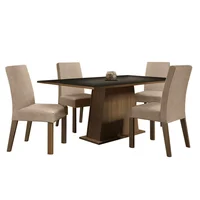 Juego de Comedor Flavia + 4 Sillas Marrón/negro/imperial