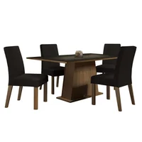 Juego de Comedor Flavia + 4 Sillas Marrón/negro/oxford
