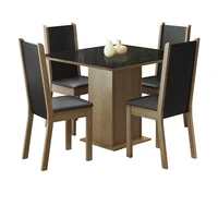 Juego de Comedor Moscou Plus + 4 Sillas Marrón/negro/ Negro
