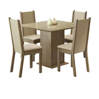 Juego de Comedor Moscou Plus + 4 Sillas Marrón/crema/ Beige