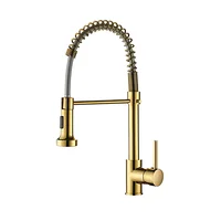 Grifería De Cocina Monocontrol Dorada Extraíble Tipo Resorte Consumo 10.5 l/min