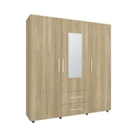 Closet Grayson Espejo 200X180X49 Rta Madera Natural Eu Wengue