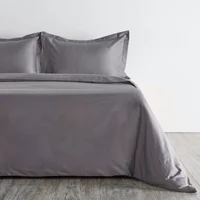 Cover Duvet - Funda Plumón 400 Hilos 100% Algodón Menfis Gris Oscuro Doble