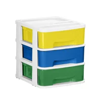 Cajonero Infantil Plastico Pequeño 3 Cajones 21X24X25 cm Amarillo/Azul/Verde Rimax
