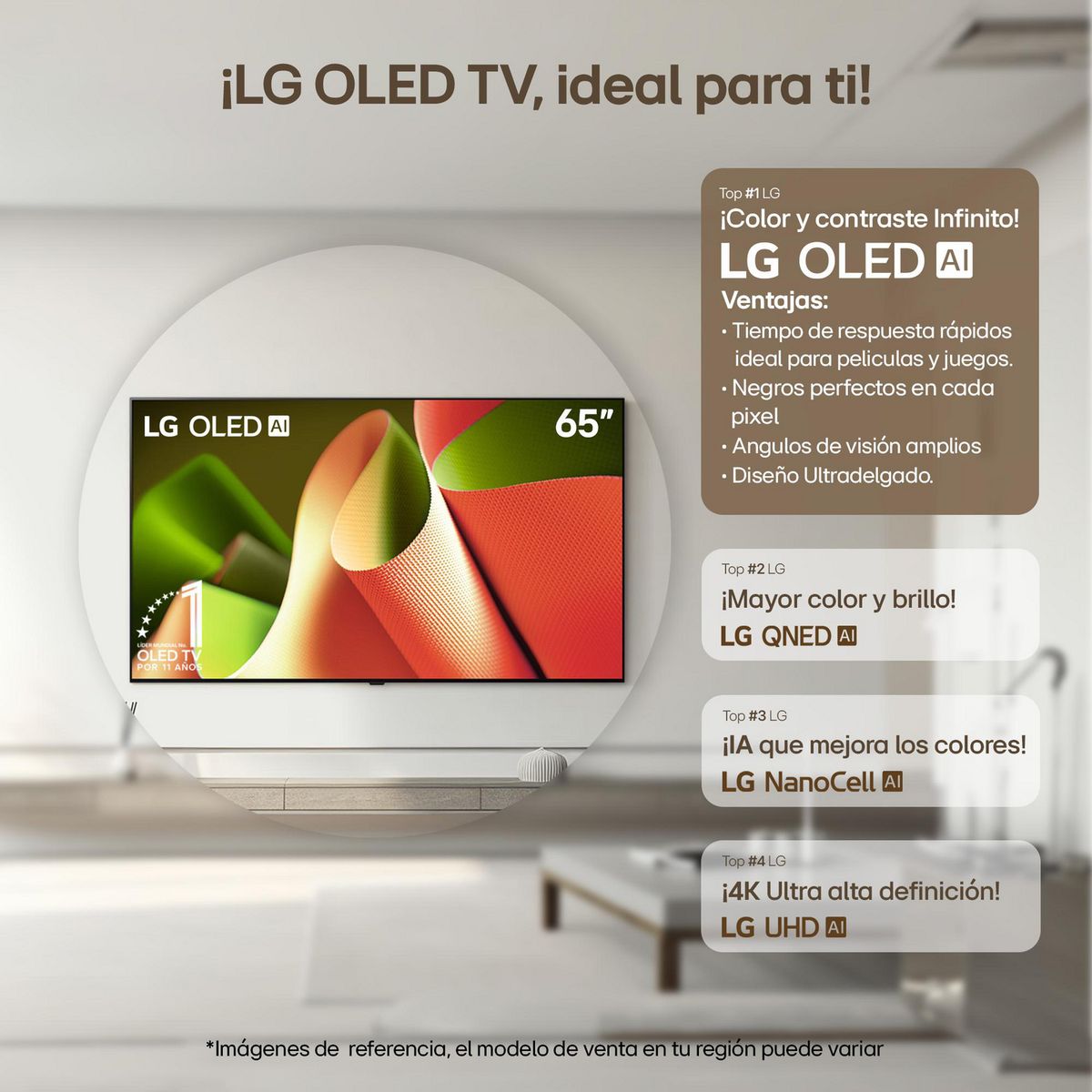 LG - Televisor 65 Pulgadas Oled 4K UHD Thinq Magic Remote Oled65b4psa