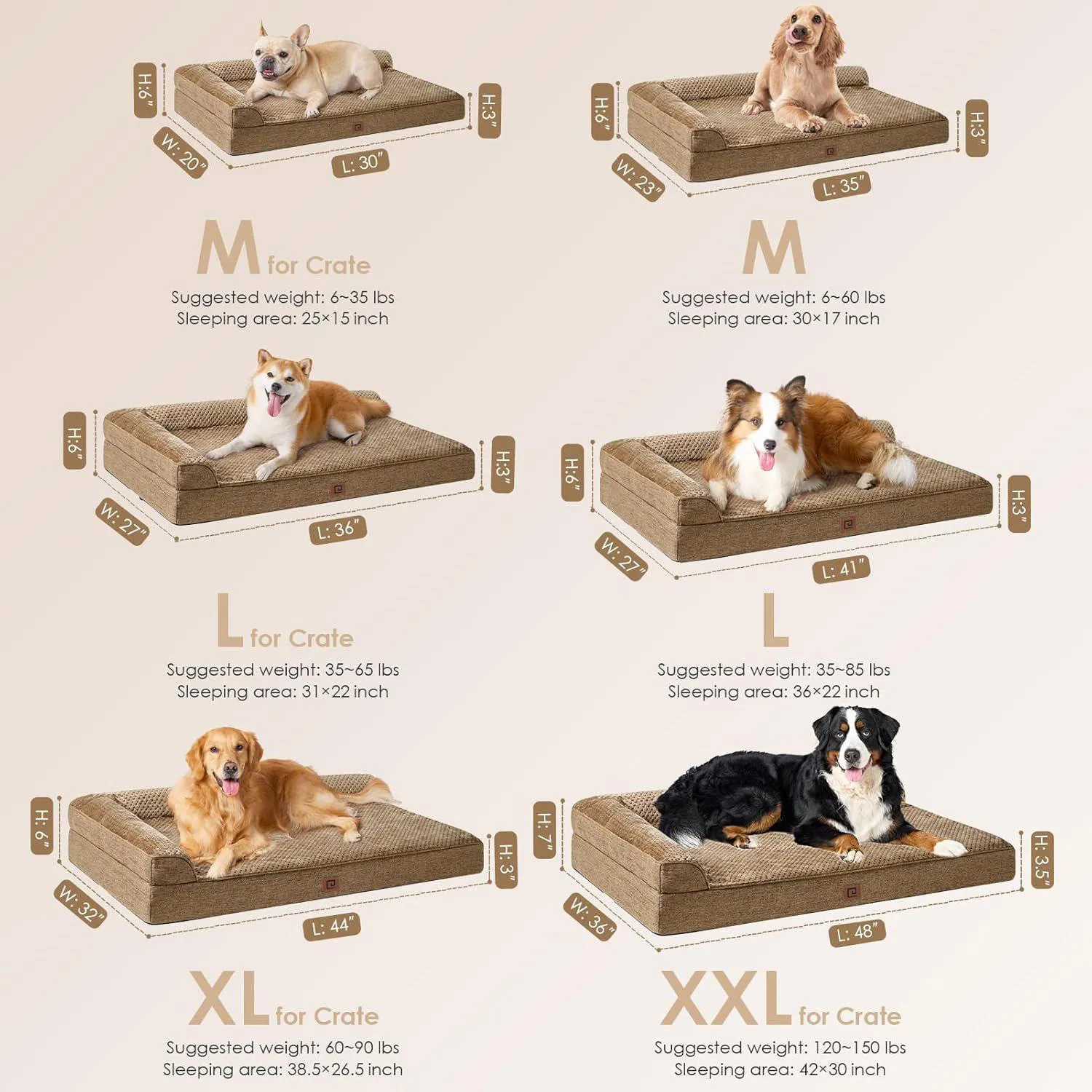 Cama Ortopédica para Perros Medianos de 76 x 50 cm