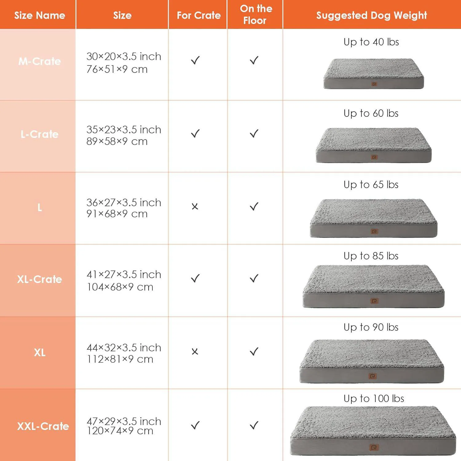 Cama Ortopédica para Perros Grandes de 88.9 x 58.4 cm