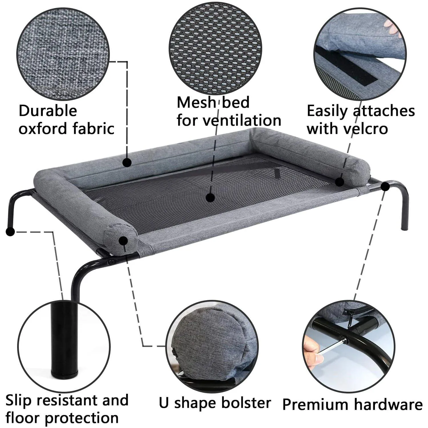 Cama Elevada para Mascotas con Malla Transpirable