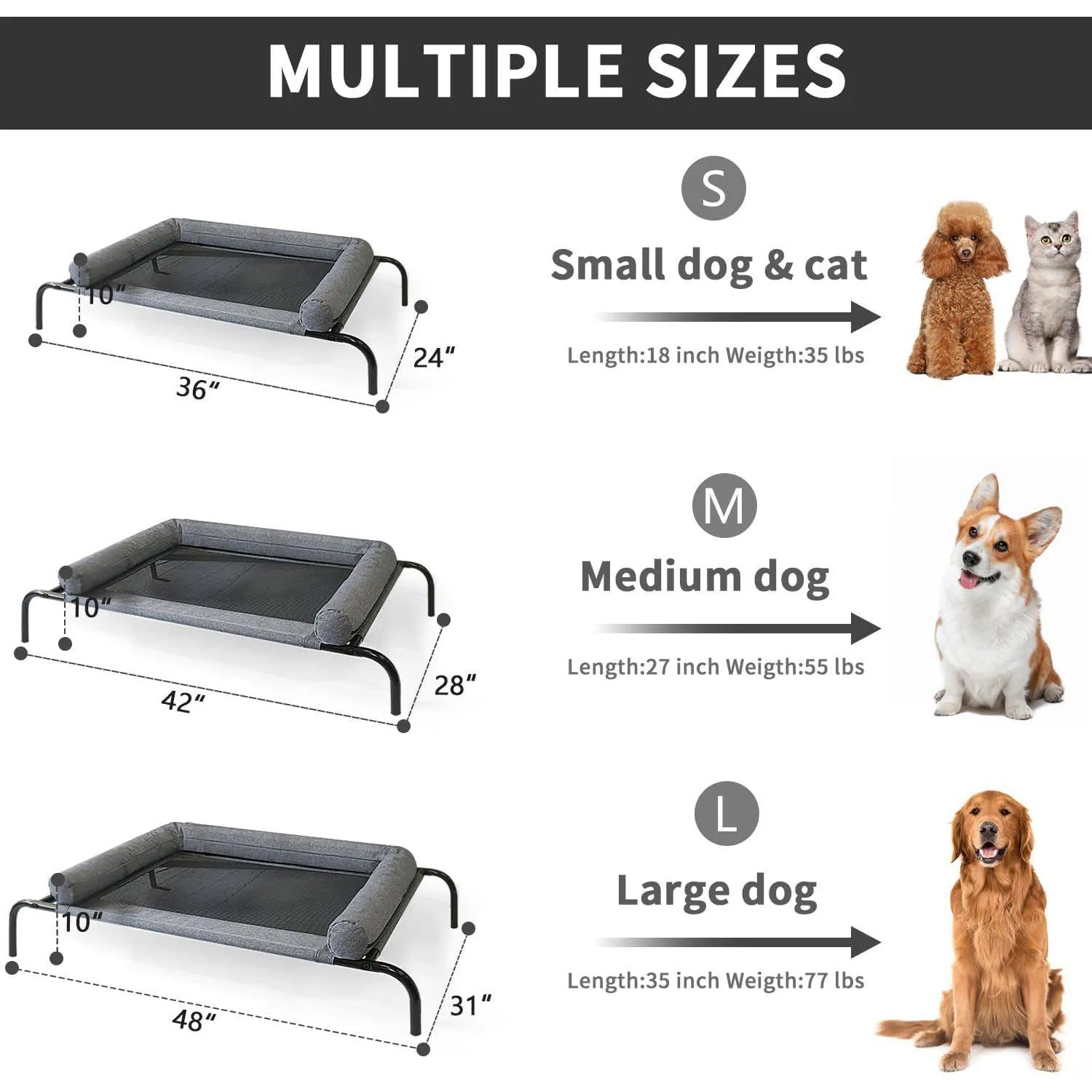 Cama Elevada para Mascotas con Malla Transpirable 4